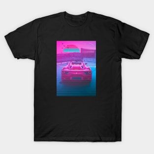 Car Retro Mountain Synthwave T-Shirt